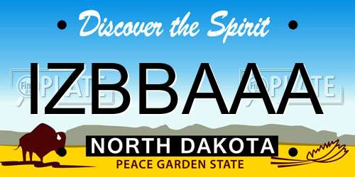 IZBBAAA North Dakota License Plate