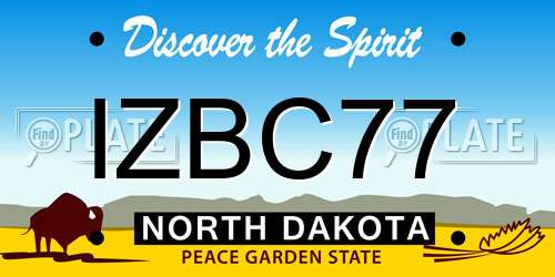 IZBC77 North Dakota License Plate