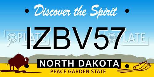 IZBV57 North Dakota License Plate