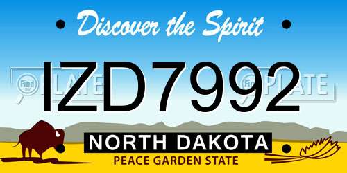 IZD7992 North Dakota License Plate