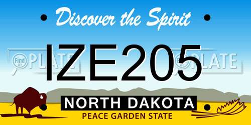 IZE205 North Dakota License Plate