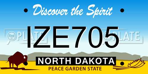 IZE705 North Dakota License Plate