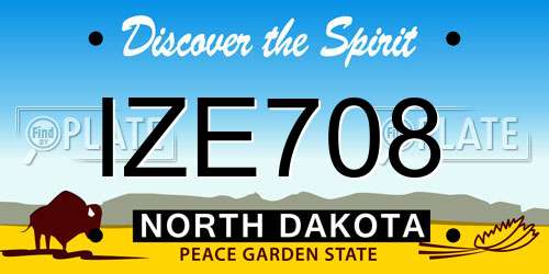 IZE708 North Dakota License Plate