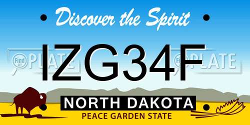 IZG34F North Dakota License Plate