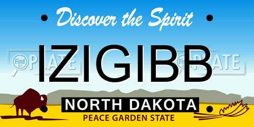 IZIGIBB North Dakota License Plate