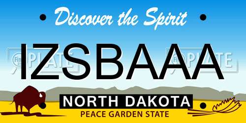 IZSBAAA North Dakota License Plate