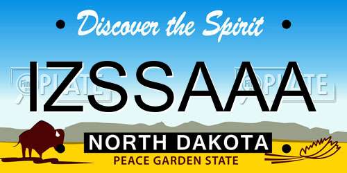 IZSSAAA North Dakota License Plate