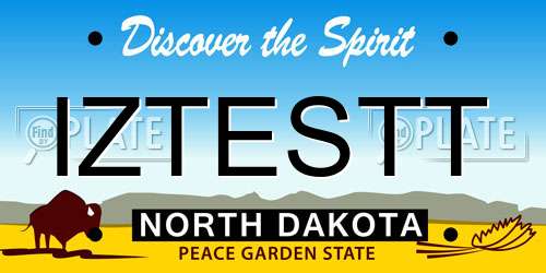 IZTESTT North Dakota License Plate