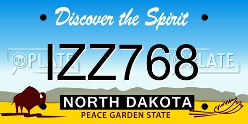 IZZ768 North Dakota License Plate