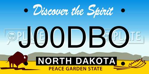 J00DBO North Dakota License Plate
