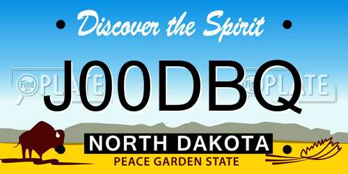 J00DBQ North Dakota License Plate