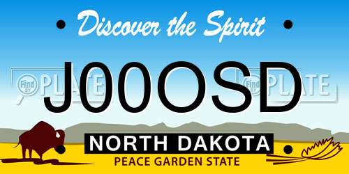 J00OSD North Dakota License Plate