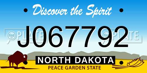 J067792 North Dakota License Plate