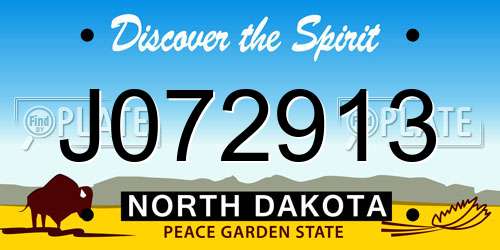 J072913 North Dakota License Plate