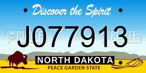 J077913 North Dakota License Plate