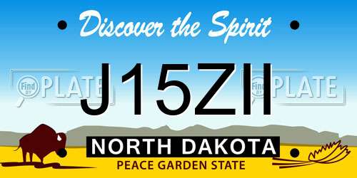J15ZII North Dakota License Plate