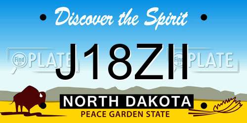 J18ZII North Dakota License Plate