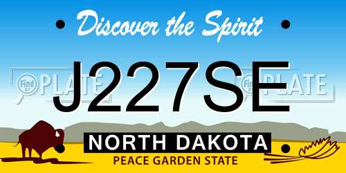 J227SE North Dakota License Plate