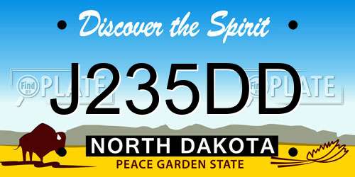 J235DD North Dakota License Plate