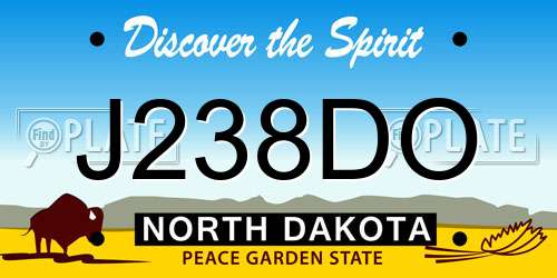 J238DO North Dakota License Plate