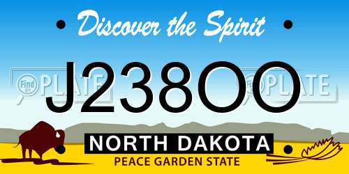 J238OO North Dakota License Plate