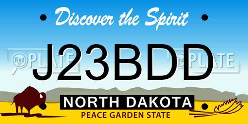 J23BDD North Dakota License Plate