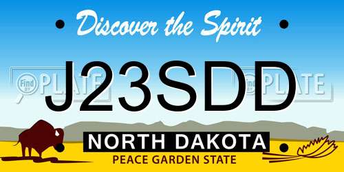 J23SDD North Dakota License Plate