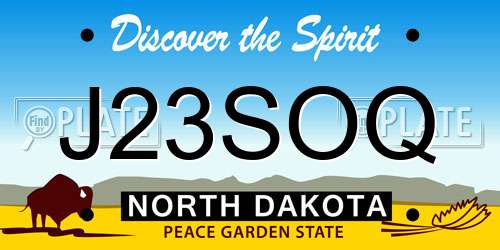 J23SOQ North Dakota License Plate
