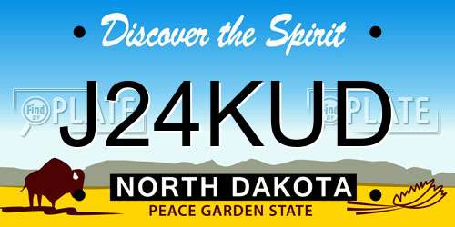 J24KUD North Dakota License Plate