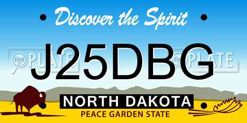 J25DBG North Dakota License Plate