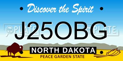 J25OBG North Dakota License Plate