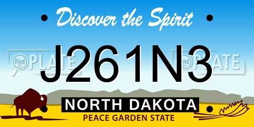 J261N3 North Dakota License Plate