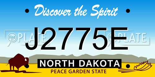 J2775E North Dakota License Plate