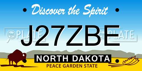 J27ZBE North Dakota License Plate