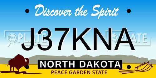 J37KNA North Dakota License Plate