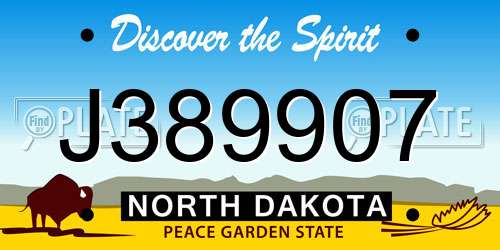 J389907 North Dakota License Plate