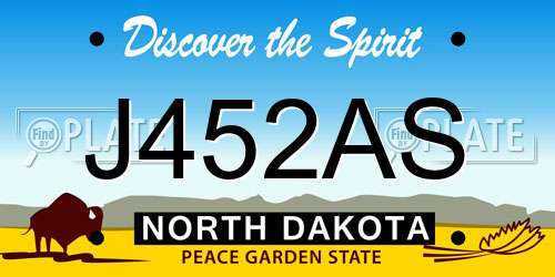 J452AS North Dakota License Plate