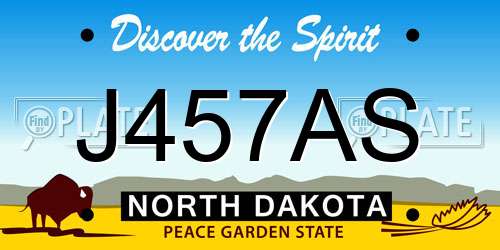 J457AS North Dakota License Plate