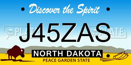 J45ZAS North Dakota License Plate
