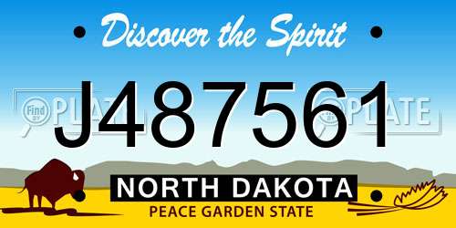 J487561 North Dakota License Plate