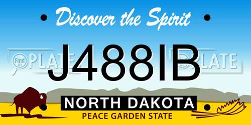 J488IB North Dakota License Plate