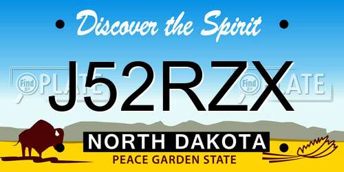 J52RZX North Dakota License Plate