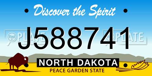 J588741 North Dakota License Plate