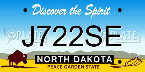 J722SE North Dakota License Plate