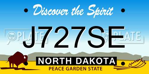 J727SE North Dakota License Plate