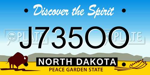 J735OO North Dakota License Plate