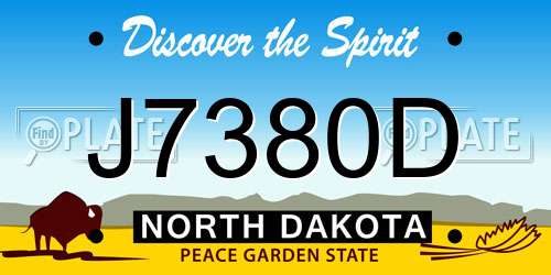 J7380D North Dakota License Plate