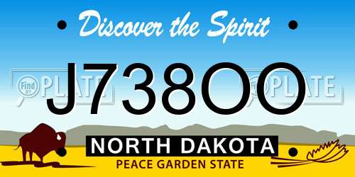 J738OO North Dakota License Plate