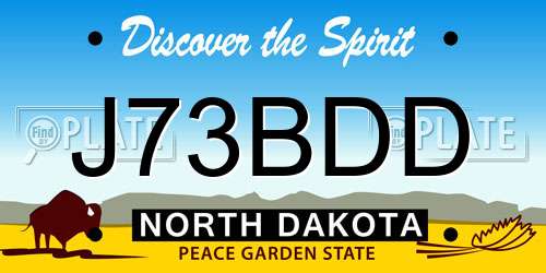 J73BDD North Dakota License Plate