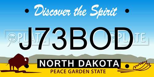 J73BOD North Dakota License Plate